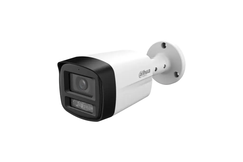 DH-HAC-HFW1509TLMN-A-LED-0280B-S3. Cámara HDCVI Dahua tipo bullet 5MP Full color iluminación hasta 40m lente fijo 2.8mm protección IP67 carcasa plástica metálica.