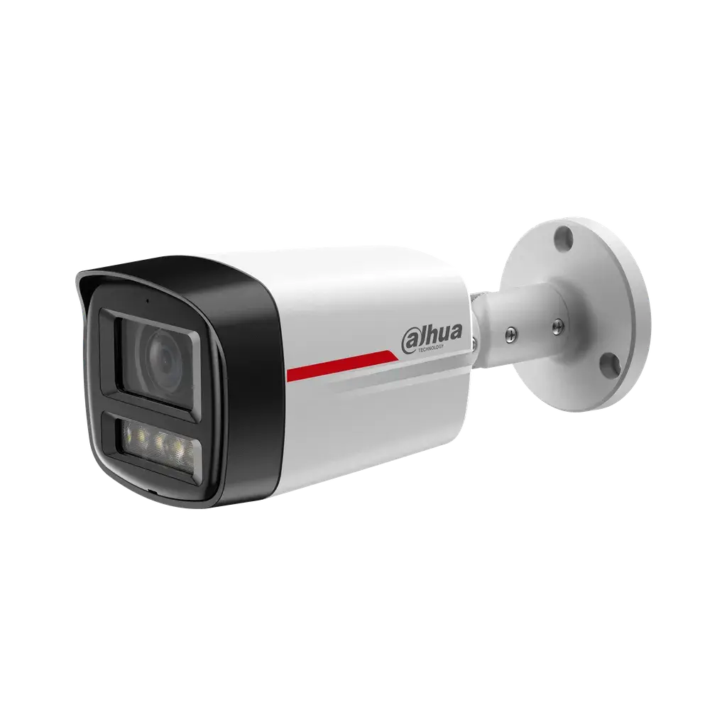 DH-IPC-HFW2449TLP-S-LED-0280B-PRO. Cámara IP Dahua tipo bullet 4MP lente fijo de 2.8mm tecnología Wizcolor iluminación máxima de 50m protección IP67 con protección perimetral.
