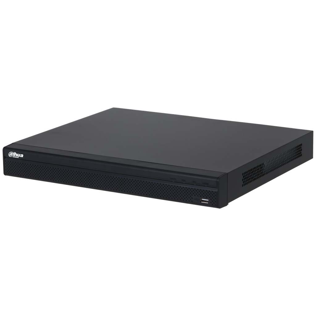 DHI-NVR4232-16P-4KS3. NVR Dahua 32 canañes 16 puertos PoE soporta 2 discos hasta 20TB camaras hasta
